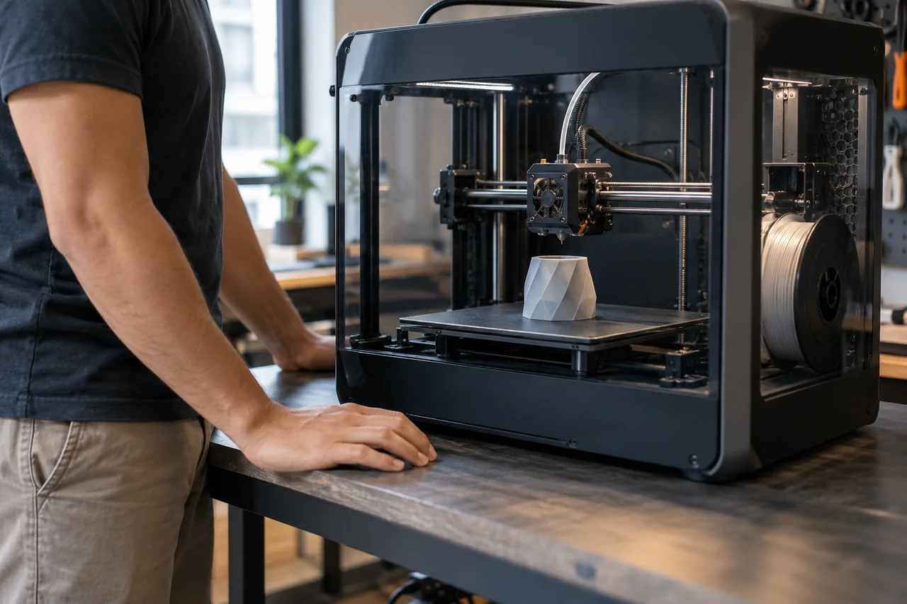 Impressora 3D em um ambiente de uso cotidiano.
