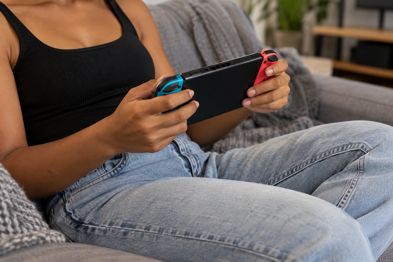 Nintendo Switch em um ambiente de uso cotidiano.