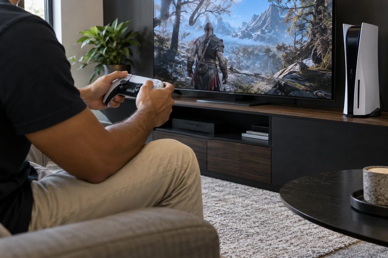 PlayStation em um ambiente de uso cotidiano.